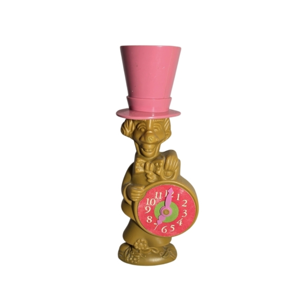Whimsical Pink and Gold Clock Figurine